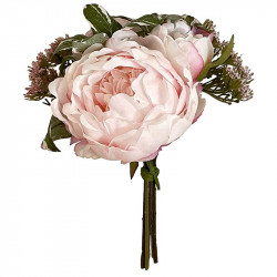 Pionbukett - Silkespion, Rosa/, 20 cm, Konstgjord Blomma