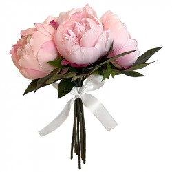 Pionbukett - Silkespion, Rosa, 35 cm, Konstgjord Blomma