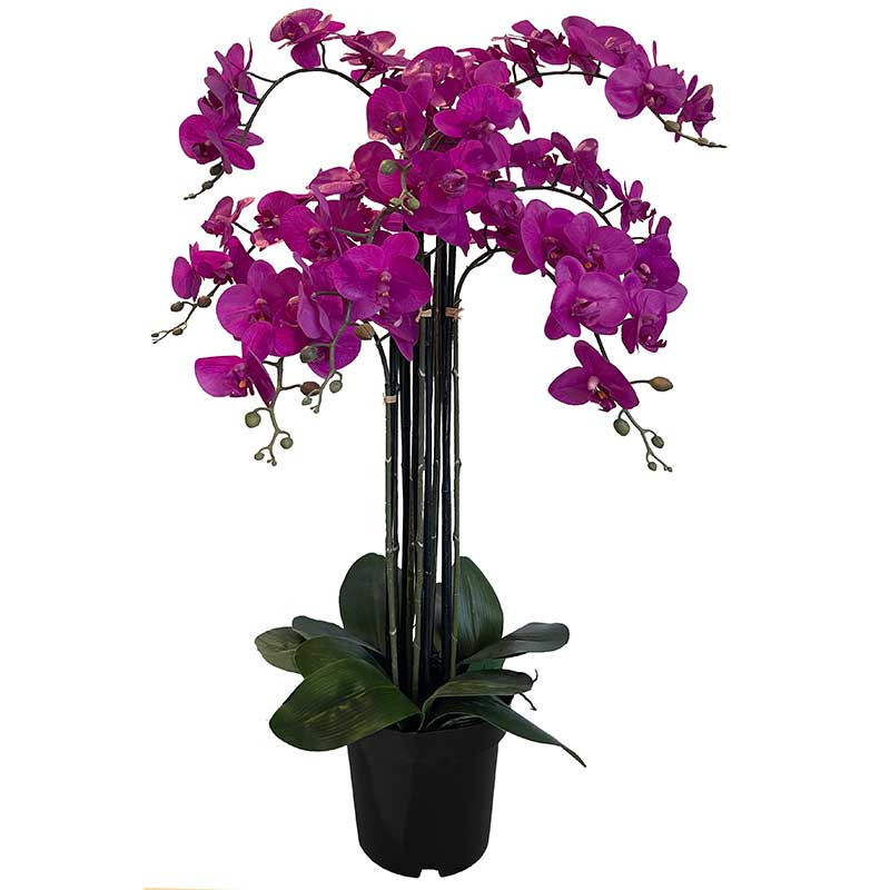 Orkidé i kruka, 8 stjälkar, 110 cm, konstgjord blomma