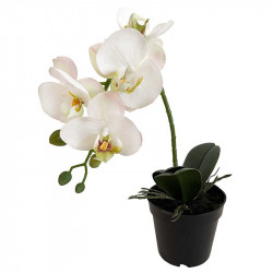 Orkidé i kruka, vit, 30cm, konstgjord blomma