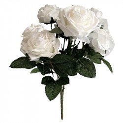 Rosbukett, 10 rosor, creme, 42cm, Konstgjord Blomma