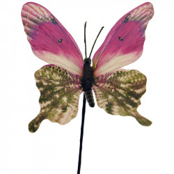 Sommerfugl på stilk, lyserød, H20cm, kusntig sommerfugl