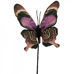 Sommerfugl på stilk, lilla, H20cm, kusntig sommerfugl