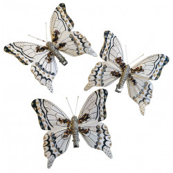 Fjärilar med klämmor, 3 st., 12cm, konstgjord fjäril