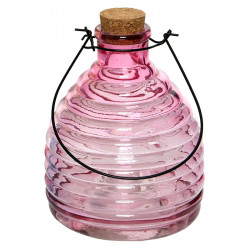 Getingfångare i glas med metallupphängning och kork, rosa,17 cm