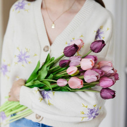 Tulpanbukett, 47 cm med 7 blommor, konstgjord blomma