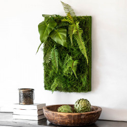 Väggpanel av mossa och växter, 60x40cm, konstgjord panel