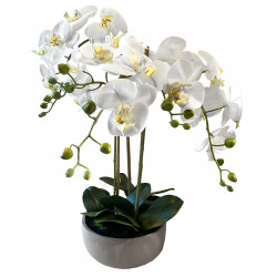Orkidé i cementkruka, 60cm, konstgjord blomma
