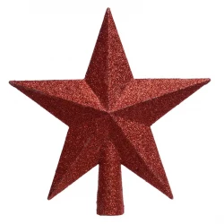 Julgranstjärna med glitter, 19cm Röd