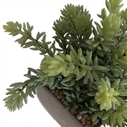 Suckulent i fyrkantig, grå kruka, 23cm, konstgjord växt