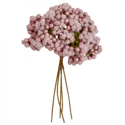 Bär på gren, rosa, 24cm, konstgjord gren