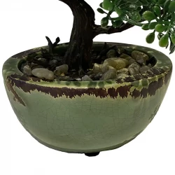 Bonsai miniträd i grön kruka, 19cm, konstgjord växt