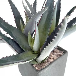 Suckulent agave fyrkantig grå kruka, 17cm, konstgjord växt