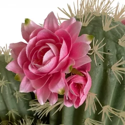 Kaktus med rosa blommor i kruka, 32 cm, konstgjord växt