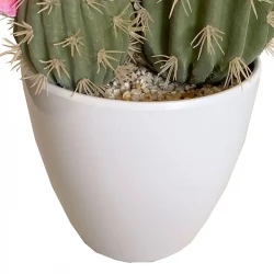 Kaktus med rosa blommor i kruka, 32 cm, konstgjord växt