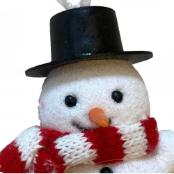 Julgransdekoration, snögubbe med svart hatt, 9cm