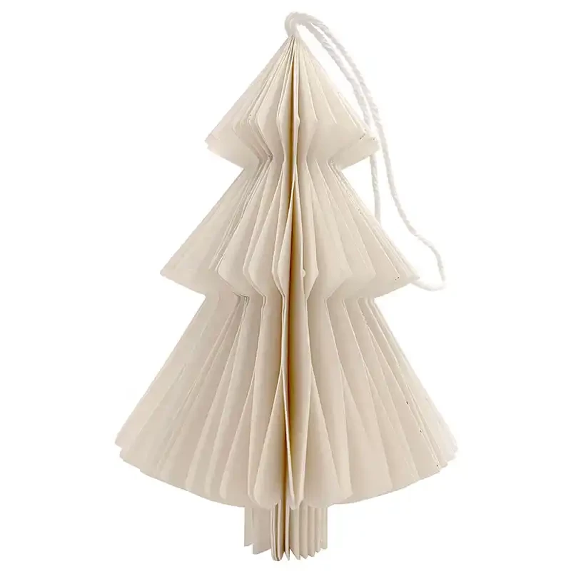 Julgran i papper med hängande, hvitt, 15 cm