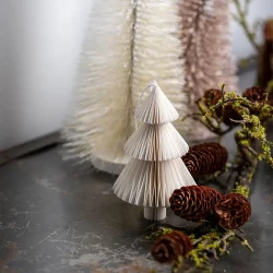 Julgran i papper med hängande, hvitt, 15 cm