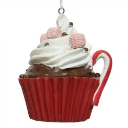 Julgranspynt, cupcake med grädde och marshmallows, 9cm