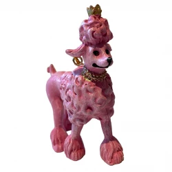 Julgranspynt, stående puddelhund, rosa