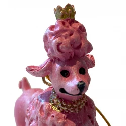 Julgranspynt, stående puddelhund, rosa