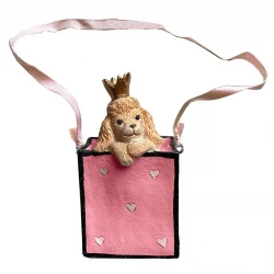 Julgransdekoration, hund i en påse med upphängning, rosa