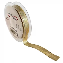 Dekorationsband med kanttråd 15mm, Guld