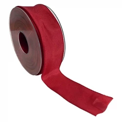 Dekorationsband med kanttråd - 40mm, Röd