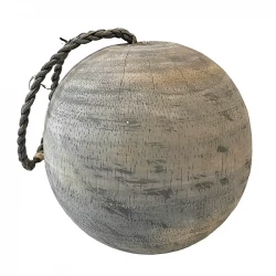 Dekorativ kula i trä, upphängning, grå, Ø9cm