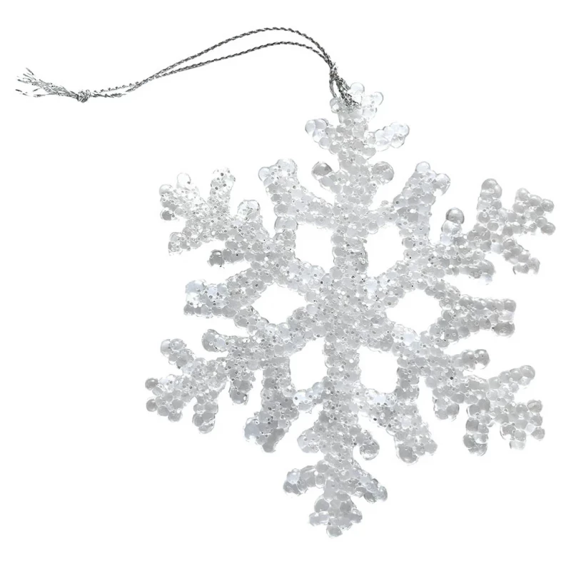 Snöflinga med glitter och upphängning, 10cm