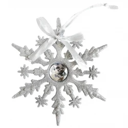 Snöflinga, silverglitter, 15cm, med upphängning