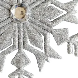 Snöflinga, silverglitter, 15cm, med upphängning