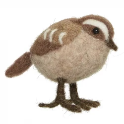 Fågel med upphängning, brun, filt, 9 cm, konstgjord fågel