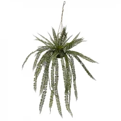 Hängande ormbunke i nätkruka av järn, 95 cm, konstgjord växt