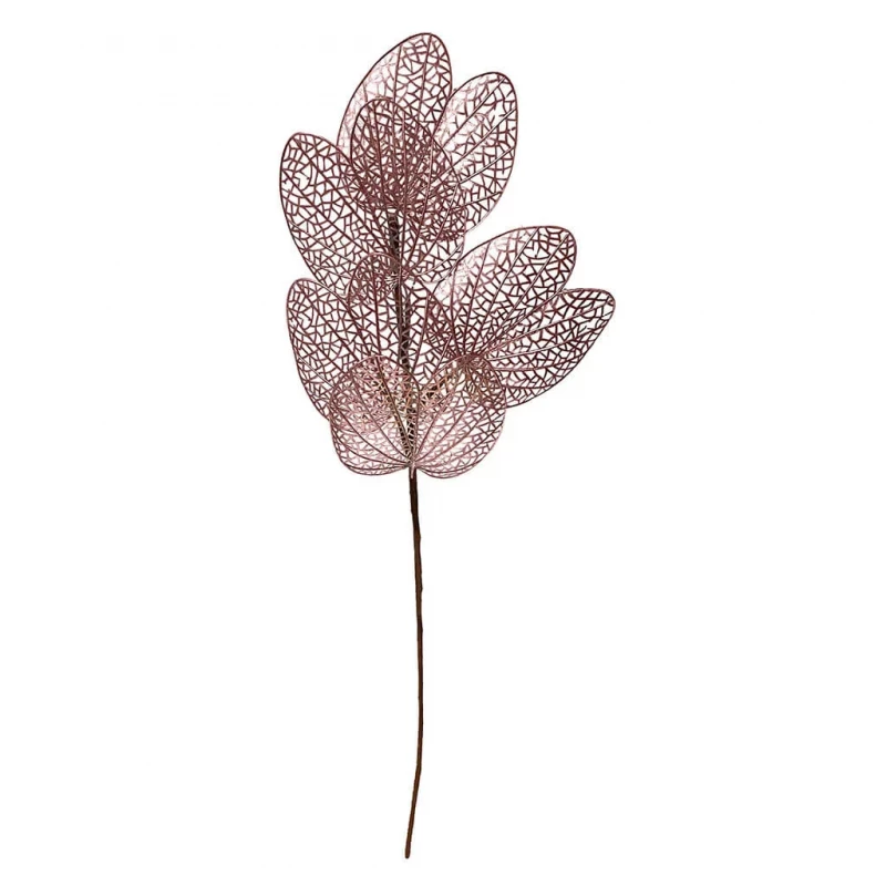 Gren med hålmönstrade blad, rosa, 76cm, konstgjord gren