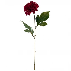 Dahlia på stjälk, vinröd, 50cm, konstgjord blomma