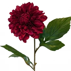 Dahlia på stjälk, vinröd, 50cm, konstgjord blomma