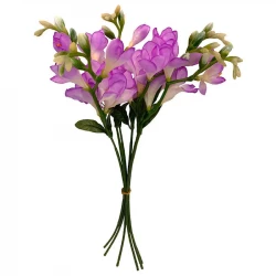 Freesia, 6 stjälkar med lila blomma, 46cm, konstgjord blomma