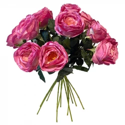 Bukett med 12 rosor, pink, 70cm, konstgjord blomma