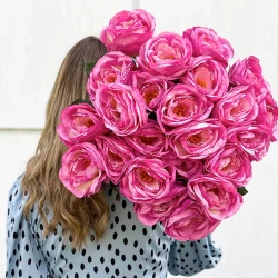 Bukett med 12 rosor, pink, 70cm, konstgjord blomma