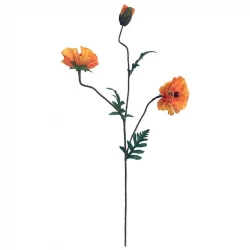 Vallmo, 3 orange blommor, 90cm, konstgjord blomma