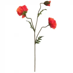 Vallmo, 3 röda blommor, 90cm, konstgjord blomma