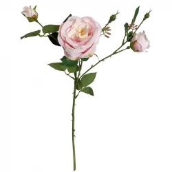 Rosenkvist m 3 blommor och m 2 knoppar, pink, konstgjord blom