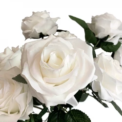 Rosbukett, 10 rosor, Vit, 42cm, Konstgjord Blomma
