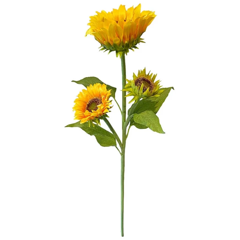 Solros på stjälk med 3 blommor, 85 cm, konstgjord blomma