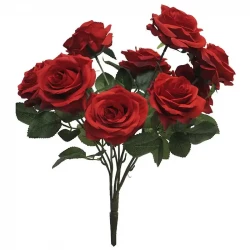 Rosbukett, 10 rosor, röd, 42cm, Konstgjord Blomma