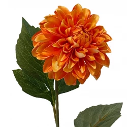 Dahlia på stjälk, orange, 50cm, konstgjord blomma