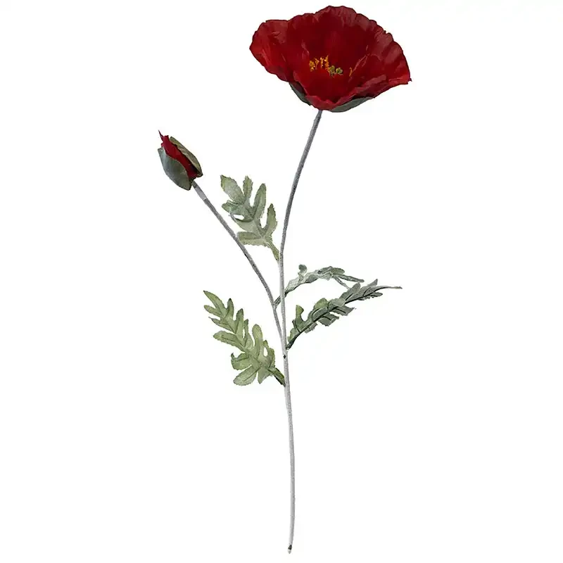 Vallmo på stjälk, röd, 70cm, konstgjord blomma