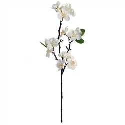 Persikogren med vit blomma, 48cm, konstgjord gren