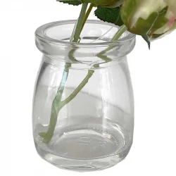 Rosbukett i glas, rosa, 12 cm, konstgjord blomma
